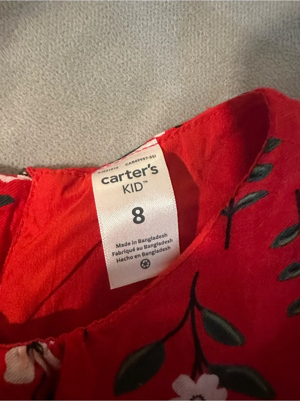 Carter's Red Floral Sleeveless Tie-Waist Dress
